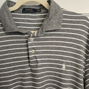 Polo by Ralph Lauren Charcoal and White Striped Polo Shirt